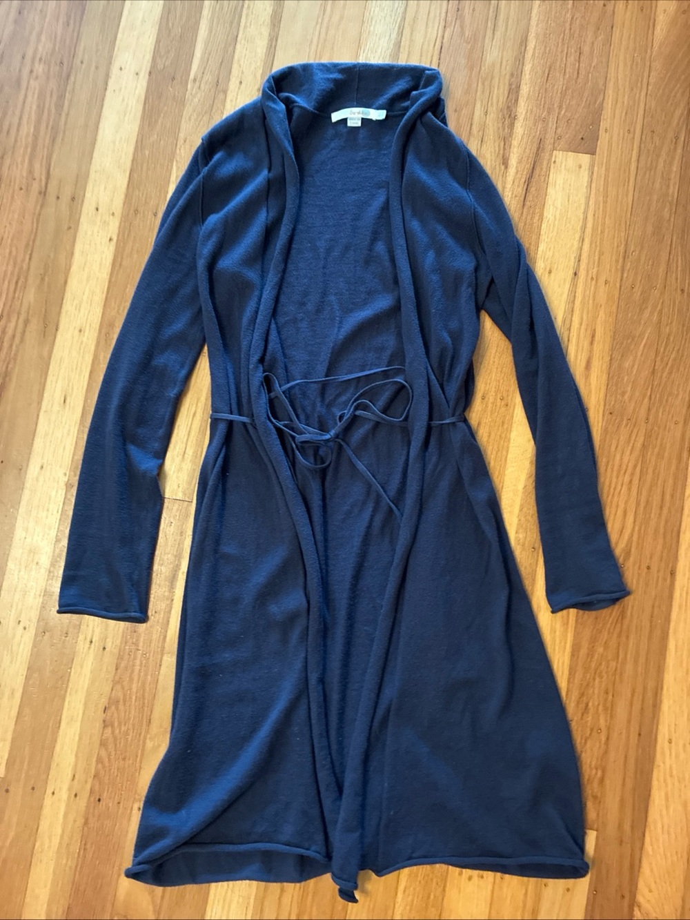 Boden Long Navy Women's Open-Front Wrap with Tie Cardigan Cashmere blend